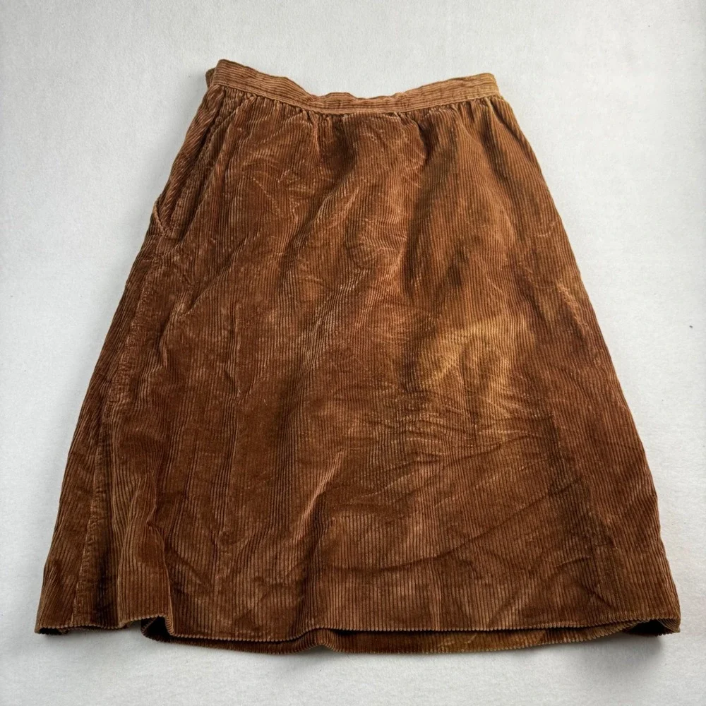 Vintage Evan-Picone Lord & Taylor Brown Corduroy A-Line Skirt Lined Pockets USA‎